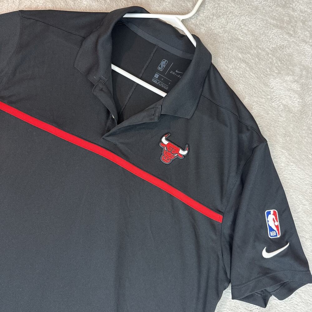 Chicago Bulls Mens Authentic Nike Dri-Fit Performance NBA Coaches Polo Shirt L